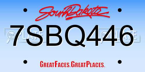 7SBQ446 South Dakota License Plate