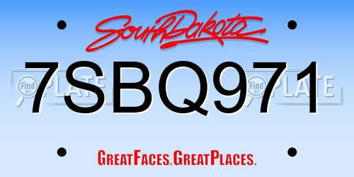 7SBQ971 South Dakota License Plate