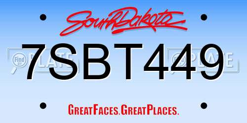7SBT449 South Dakota License Plate