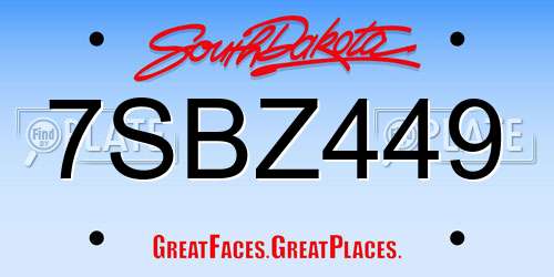 7SBZ449 South Dakota License Plate