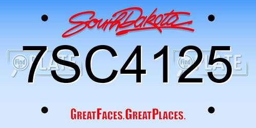 7SC4125 South Dakota License Plate