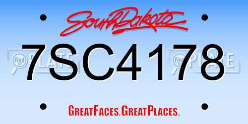 7SC4178 South Dakota License Plate