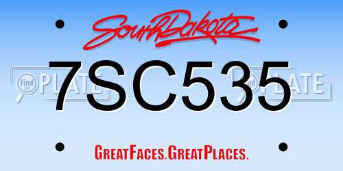 7SC535 South Dakota License Plate
