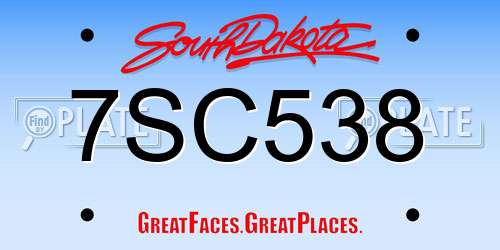 7SC538 South Dakota License Plate