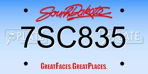 7SC835 South Dakota License Plate