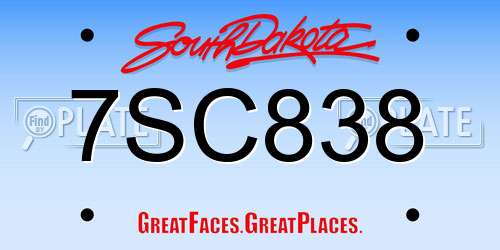 7SC838 South Dakota License Plate