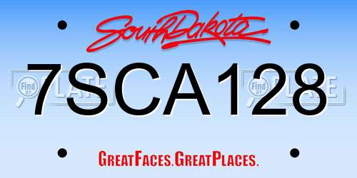 7SCA128 South Dakota License Plate