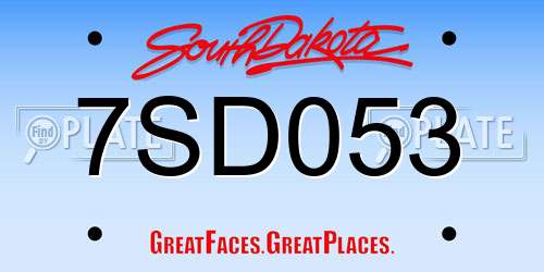 7SD053 South Dakota License Plate