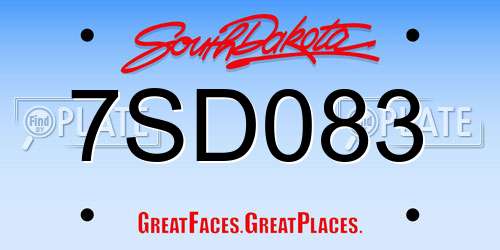 7SD083 South Dakota License Plate