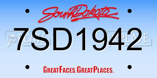 7SD1942 South Dakota License Plate