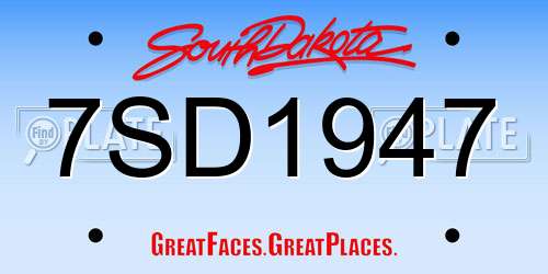 7SD1947 South Dakota License Plate