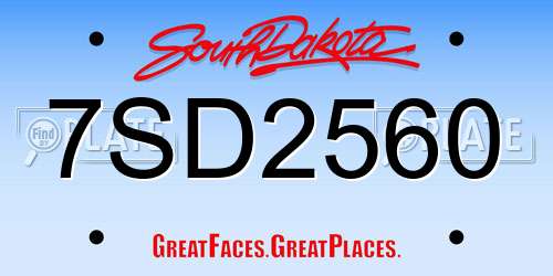 7SD2560 South Dakota License Plate