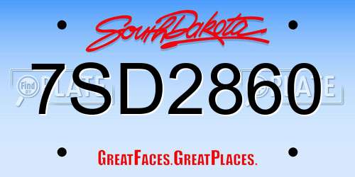 7SD2860 South Dakota License Plate