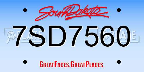 7SD7560 South Dakota License Plate