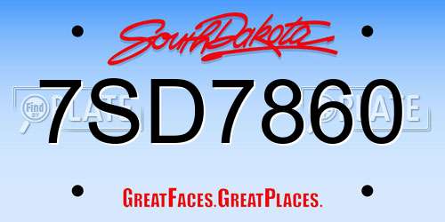 7SD7860 South Dakota License Plate
