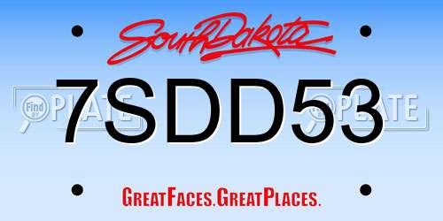 7SDD53 South Dakota License Plate
