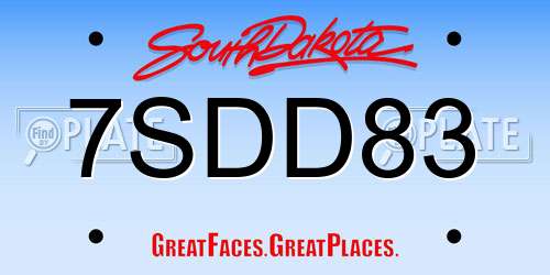 7SDD83 South Dakota License Plate