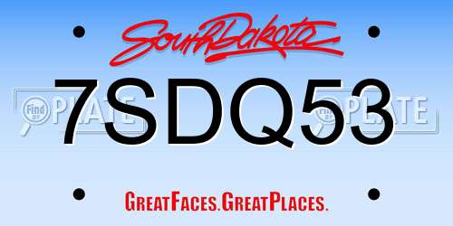 7SDQ53 South Dakota License Plate