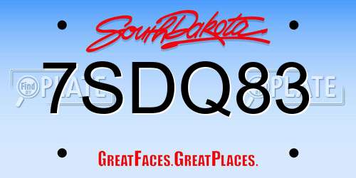 7SDQ83 South Dakota License Plate