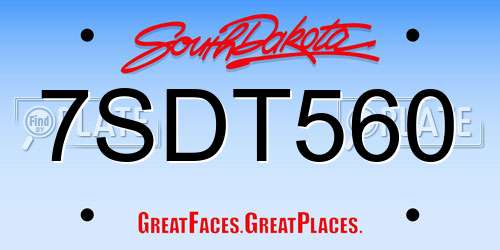 7SDT560 South Dakota License Plate