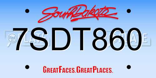 7SDT860 South Dakota License Plate