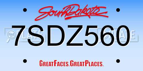 7SDZ560 South Dakota License Plate