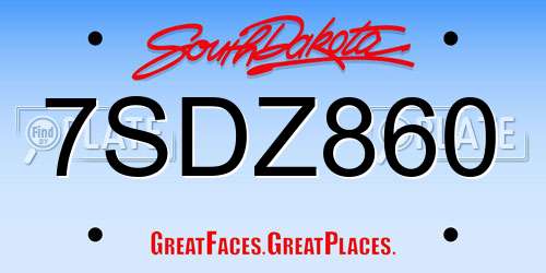 7SDZ860 South Dakota License Plate