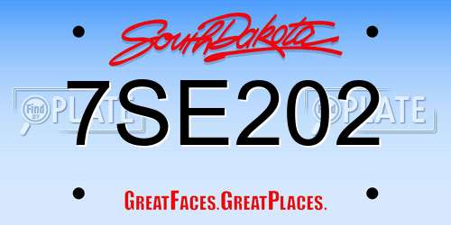 7SE202 South Dakota License Plate