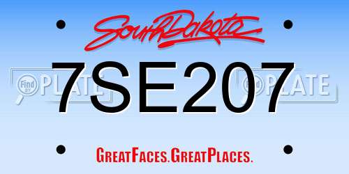 7SE207 South Dakota License Plate