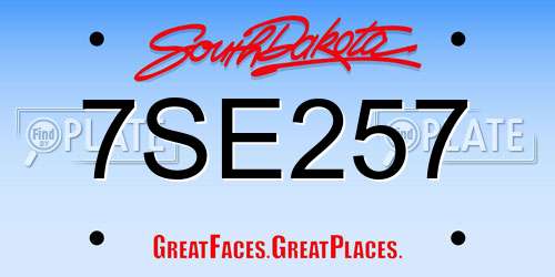 7SE257 South Dakota License Plate