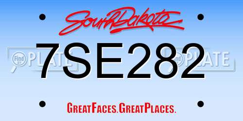 7SE282 South Dakota License Plate
