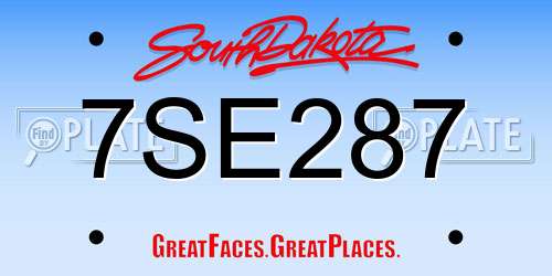 7SE287 South Dakota License Plate