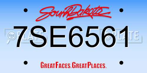 7SE6561 South Dakota License Plate