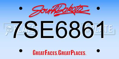 7SE6861 South Dakota License Plate