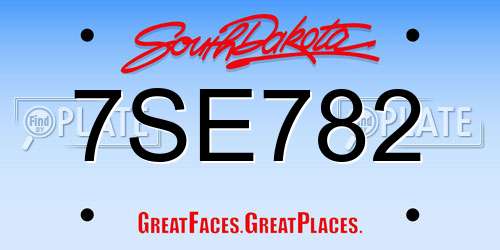 7SE782 South Dakota License Plate