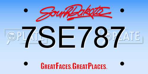 7SE787 South Dakota License Plate