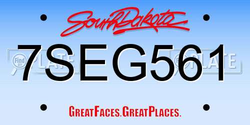 7SEG561 South Dakota License Plate