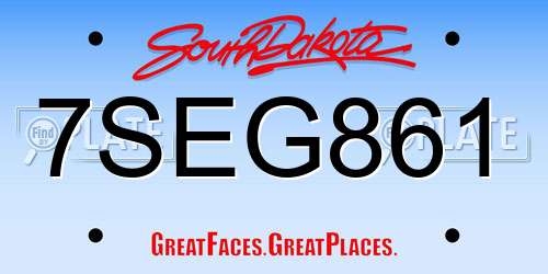 7SEG861 South Dakota License Plate