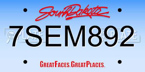 7SEM892 South Dakota License Plate