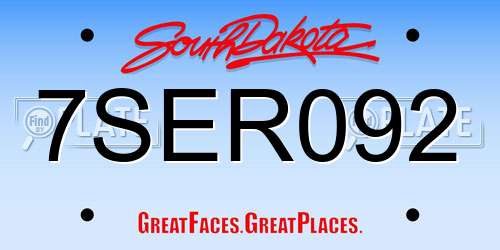 7SER092 South Dakota License Plate