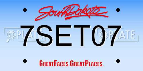 7SET07 South Dakota License Plate