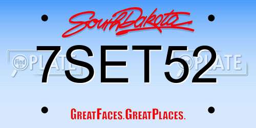 7SET52 South Dakota License Plate