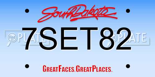 7SET82 South Dakota License Plate