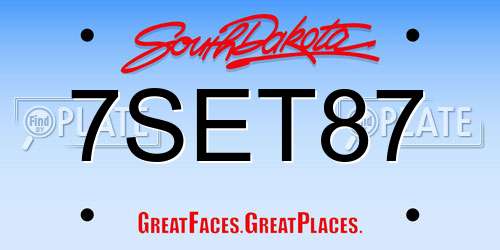 7SET87 South Dakota License Plate