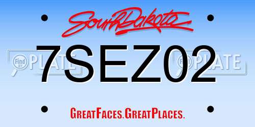 7SEZ02 South Dakota License Plate