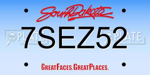 7SEZ52 South Dakota License Plate