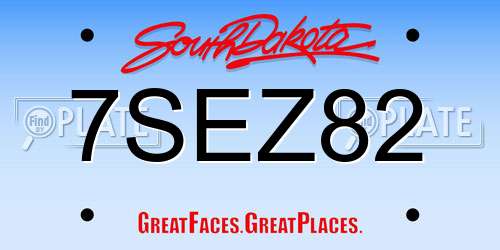 7SEZ82 South Dakota License Plate