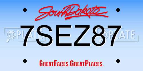 7SEZ87 South Dakota License Plate