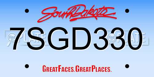 7SGD330 South Dakota License Plate