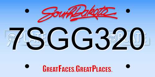 7SGG320 South Dakota License Plate